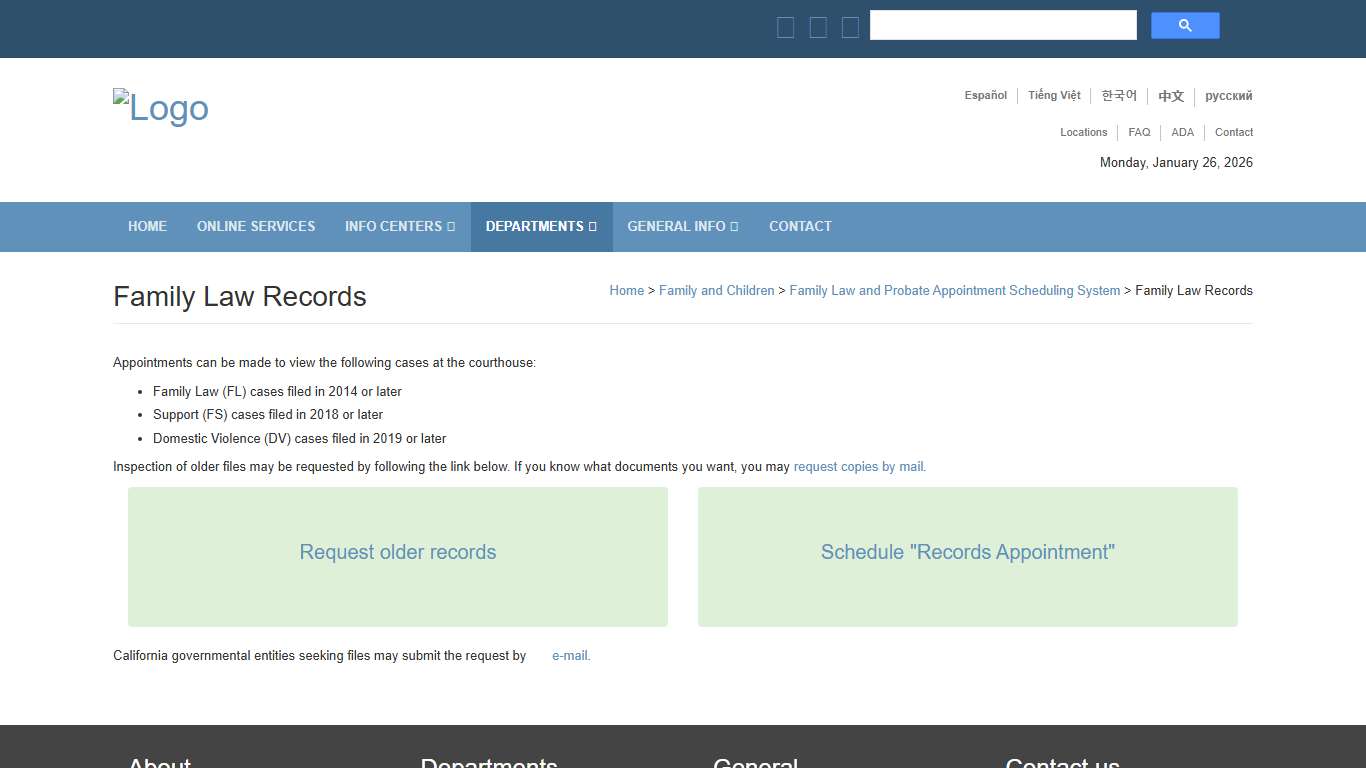 Family Law Records: Sacramento Superior Court