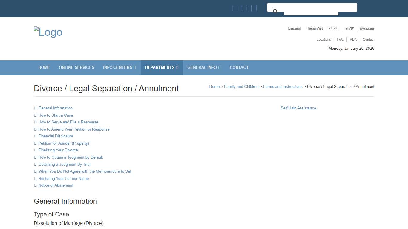 Divorce / Legal Separation / Annulment: Sacramento Superior Court